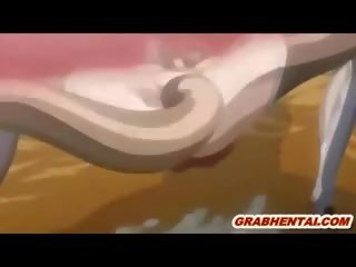 Japonská teenager hentai s hromotlucký kozičky tentacles zkurvenej