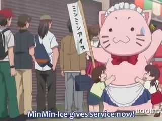Anime kochanie klejone podczas dający za groovy robienie loda