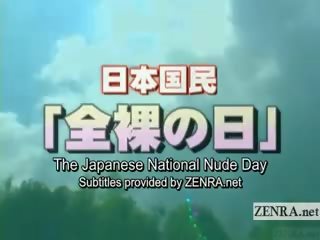 Titruar japoneze nudists engage në kombëtar lakuriq ditë