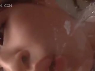Cute japanese teen swallowing and spitting outstanding jizz