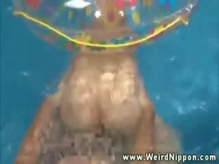 Asian diva getting pussy pounded in pool and loves it